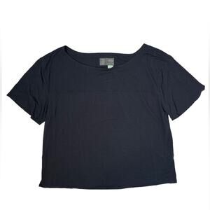 Anthropologie Basic Short Sleeve Top Size Medium Black Minimalist Normcore Relax
